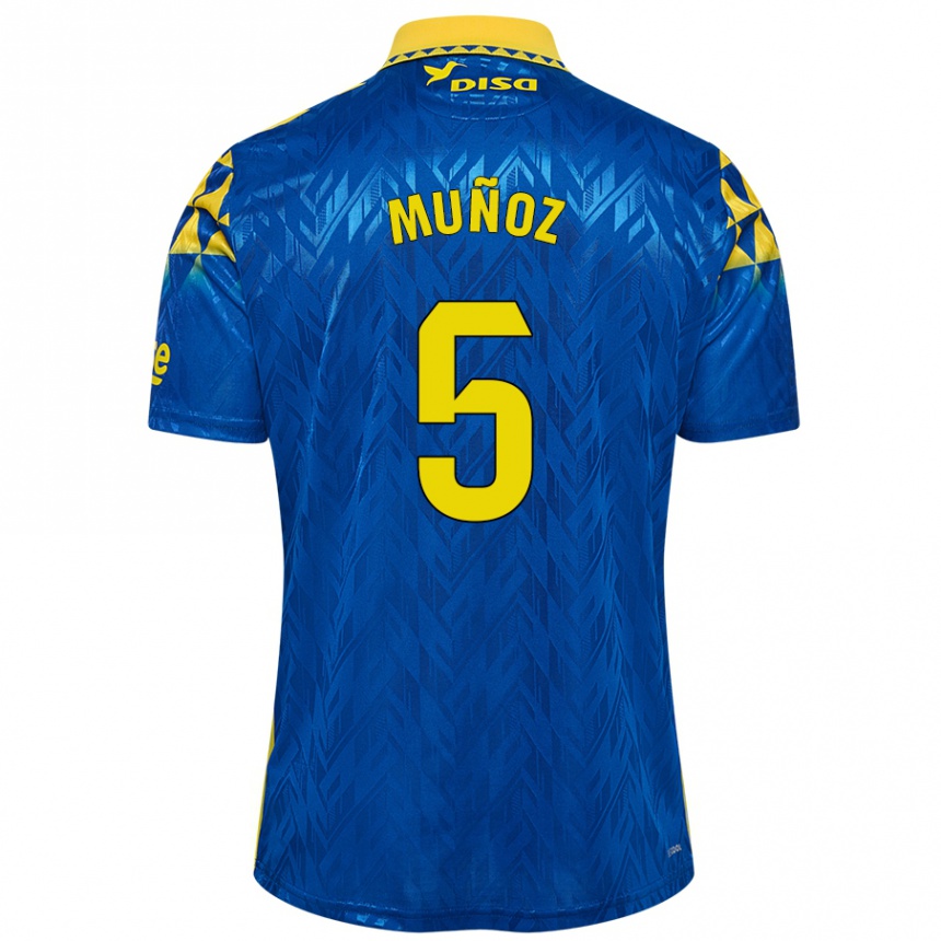 Niño Fútbol Camiseta Javi Muñoz #5 Azul Amarillo 2ª Equipación 2024/25 México