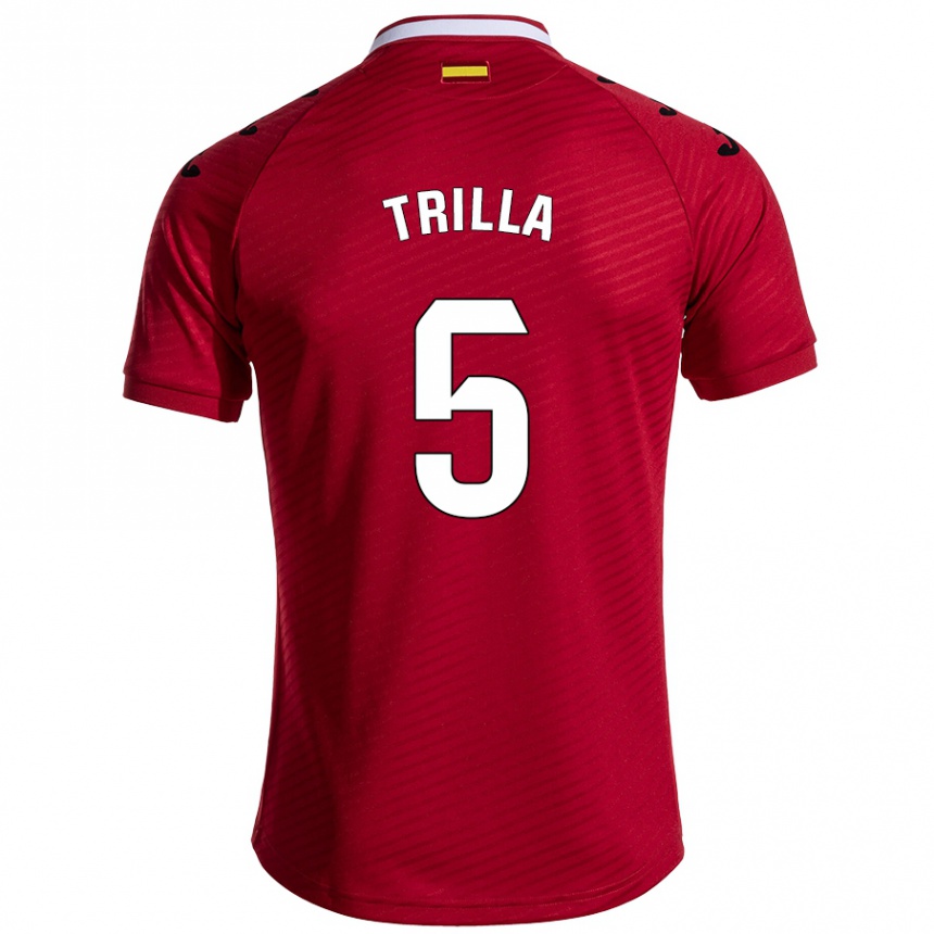 Niño Fútbol Camiseta Guillem Trilla #5 Rojo Oscuro 2ª Equipación 2024/25 México