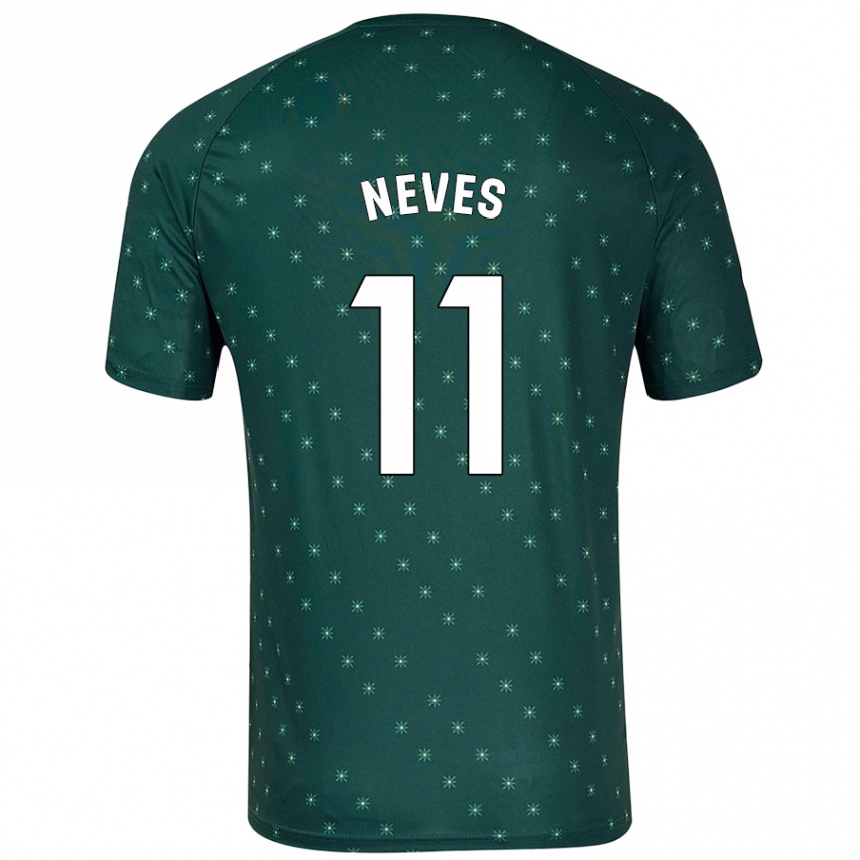 Niño Fútbol Camiseta Hugo Neves #11 Verde Oscuro 2ª Equipación 2024/25 México