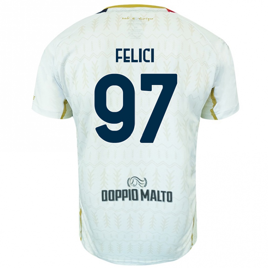 Niño Fútbol Camiseta Mattia Felici #97 Blanco 2ª Equipación 2024/25 México