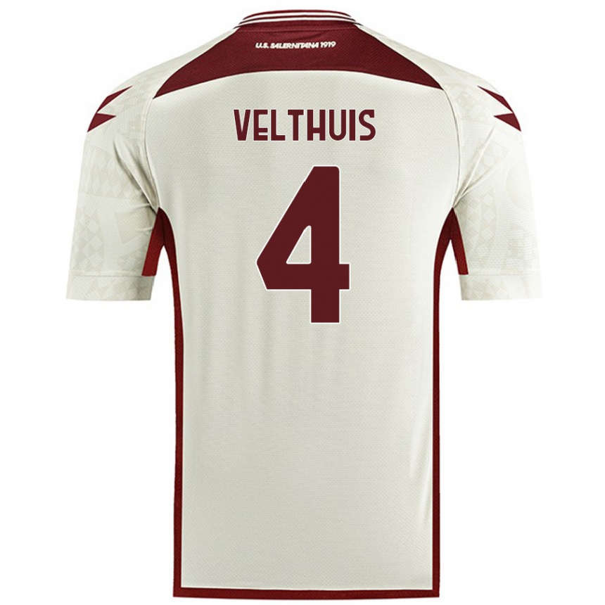 Niño Fútbol Camiseta Tijs Velthuis #4 Color Crema 2ª Equipación 2024/25 México