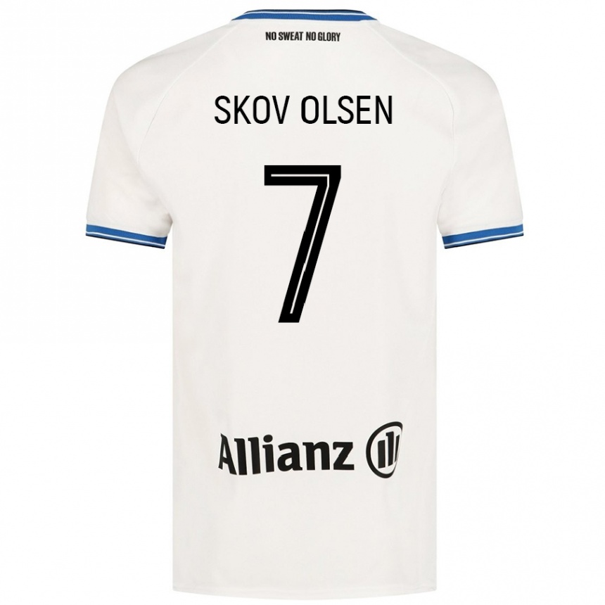 Niño Fútbol Camiseta Andreas Skov Olsen #7 Blanco 2ª Equipación 2024/25 México