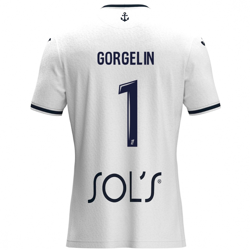 Niño Fútbol Camiseta Mathieu Gorgelin #1 Blanco Azul Oscuro 2ª Equipación 2024/25 México