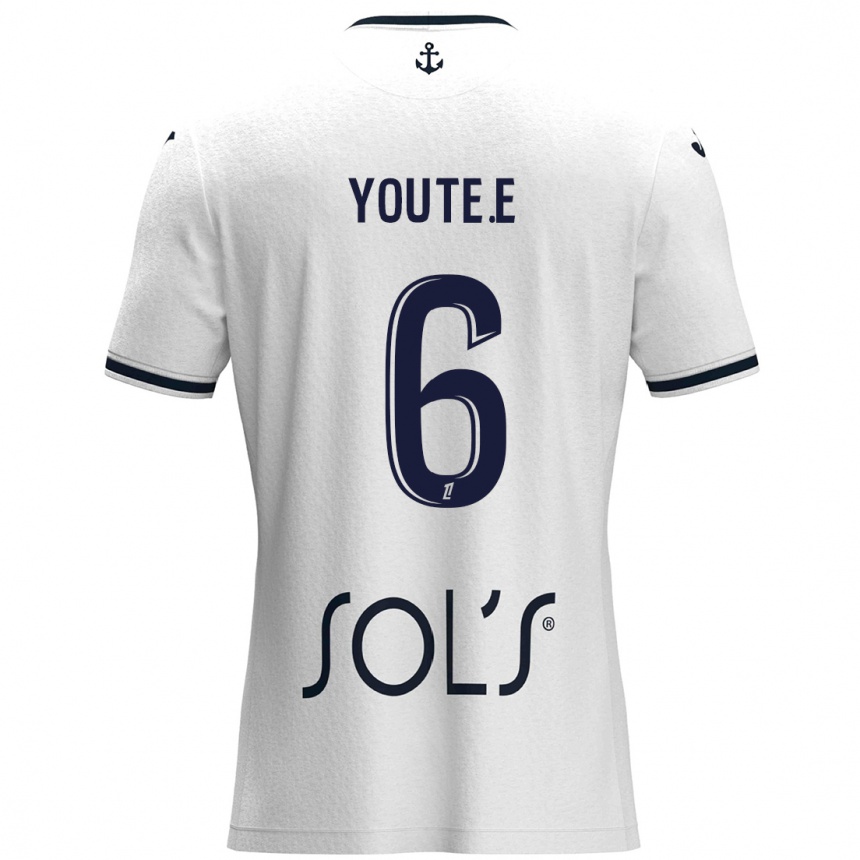 Niño Fútbol Camiseta Étienne Youté Kinkoué #6 Blanco Azul Oscuro 2ª Equipación 2024/25 México