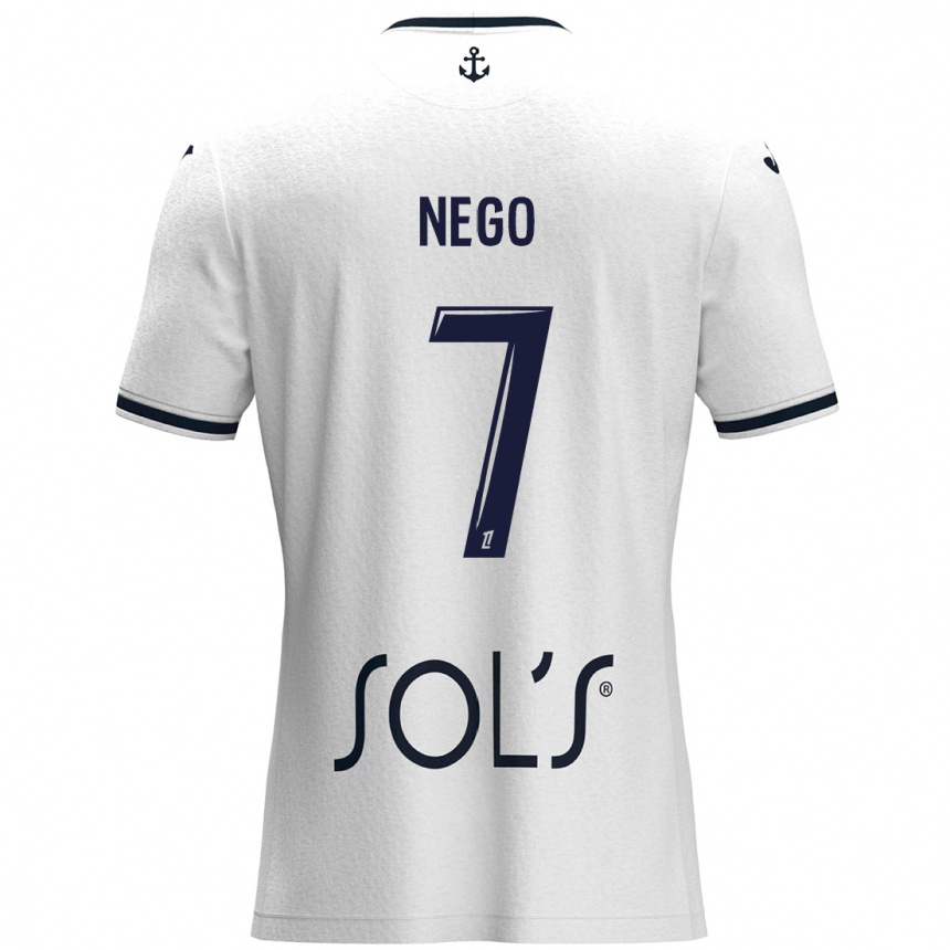 Niño Fútbol Camiseta Loïc Nego #7 Blanco Azul Oscuro 2ª Equipación 2024/25 México