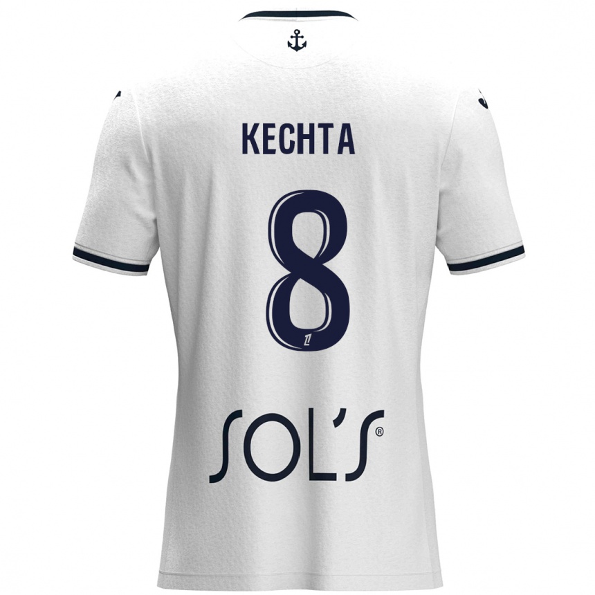 Niño Fútbol Camiseta Yassine Kechta #8 Blanco Azul Oscuro 2ª Equipación 2024/25 México