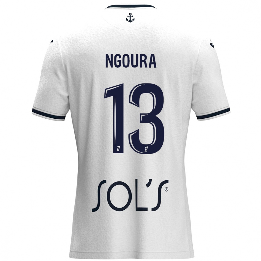 Niño Fútbol Camiseta Steve Ngoura #13 Blanco Azul Oscuro 2ª Equipación 2024/25 México