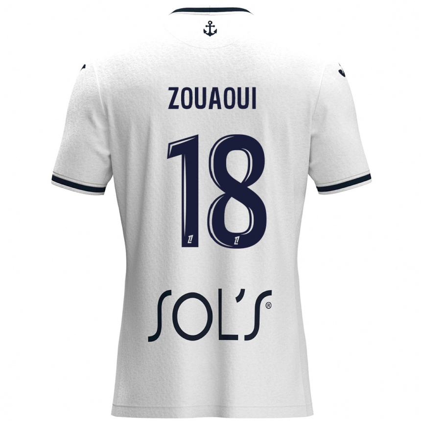 Niño Fútbol Camiseta Yanis Zouaoui #18 Blanco Azul Oscuro 2ª Equipación 2024/25 México