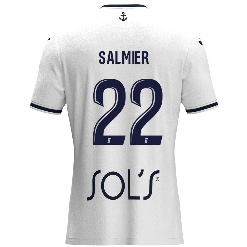 Niño Fútbol Camiseta Yoann Salmier #22 Blanco Azul Oscuro 2ª Equipación 2024/25 México