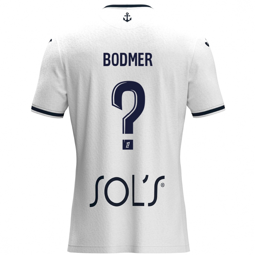 Niño Fútbol Camiseta Mathéo Bodmer #0 Blanco Azul Oscuro 2ª Equipación 2024/25 México