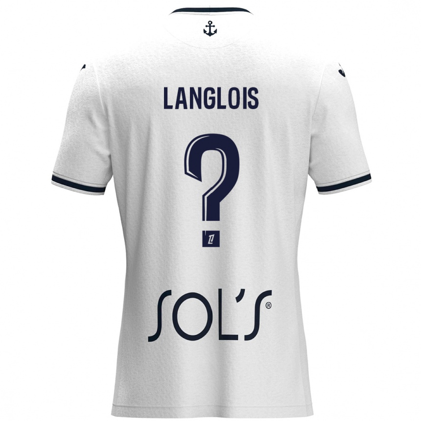 Niño Fútbol Camiseta Sacha Langlois #0 Blanco Azul Oscuro 2ª Equipación 2024/25 México