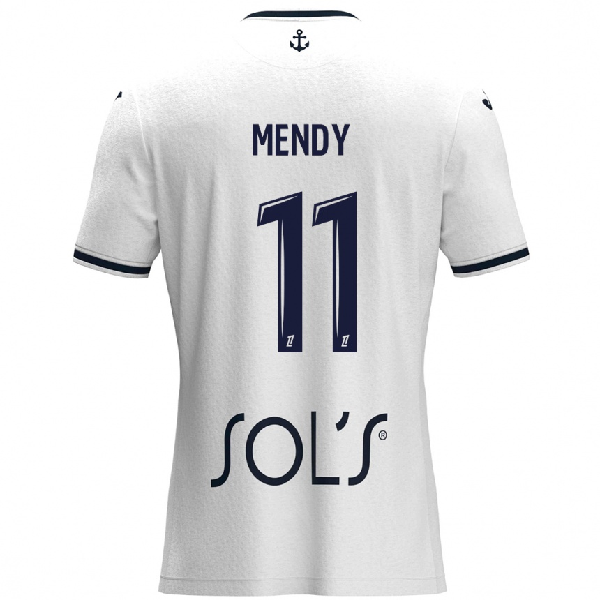 Niño Fútbol Camiseta Mélinda Mendy #11 Blanco Azul Oscuro 2ª Equipación 2024/25 México