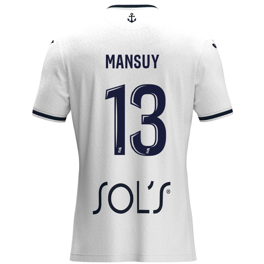 Niño Fútbol Camiseta Héloïse Mansuy #13 Blanco Azul Oscuro 2ª Equipación 2024/25 México