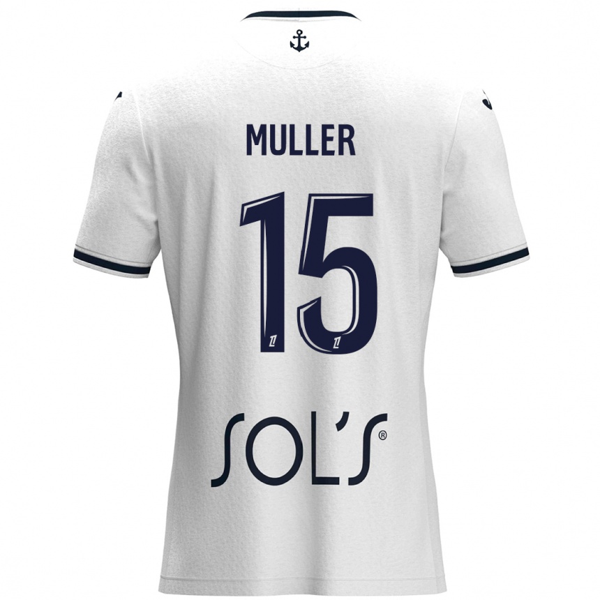 Niño Fútbol Camiseta Laura Muller #15 Blanco Azul Oscuro 2ª Equipación 2024/25 México