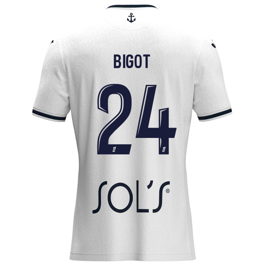 Niño Fútbol Camiseta Maureen Bigot #24 Blanco Azul Oscuro 2ª Equipación 2024/25 México