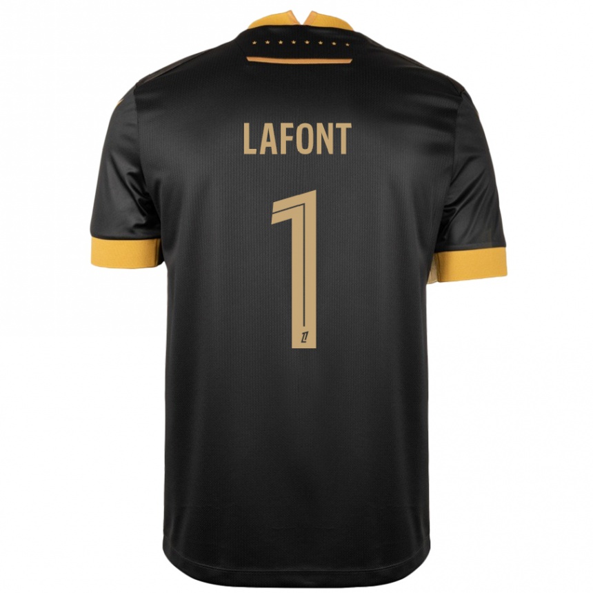 Niño Fútbol Camiseta Alban Lafont #1 Negro Marrón 2ª Equipación 2024/25 México