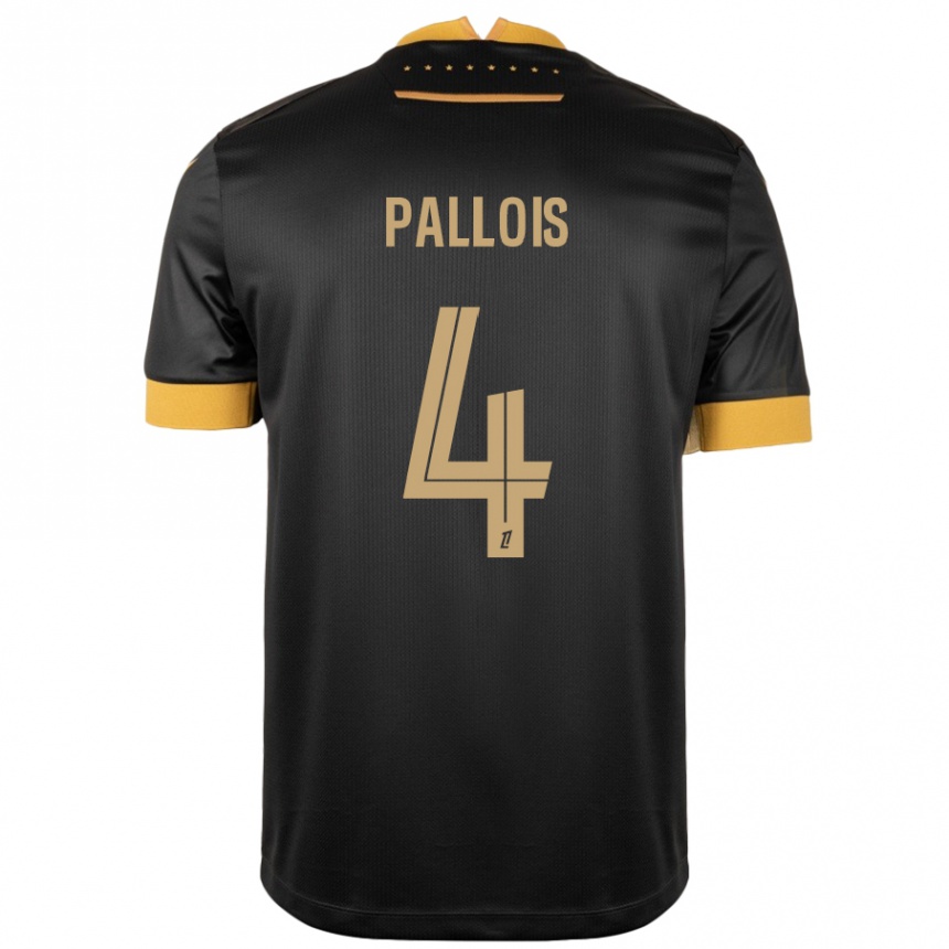 Niño Fútbol Camiseta Nicolas Pallois #4 Negro Marrón 2ª Equipación 2024/25 México