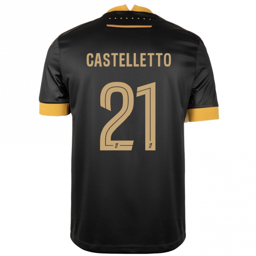 Niño Fútbol Camiseta Jean-Charles Castelletto #21 Negro Marrón 2ª Equipación 2024/25 México