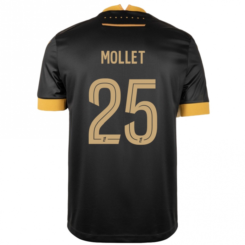 Niño Fútbol Camiseta Florent Mollet #25 Negro Marrón 2ª Equipación 2024/25 México