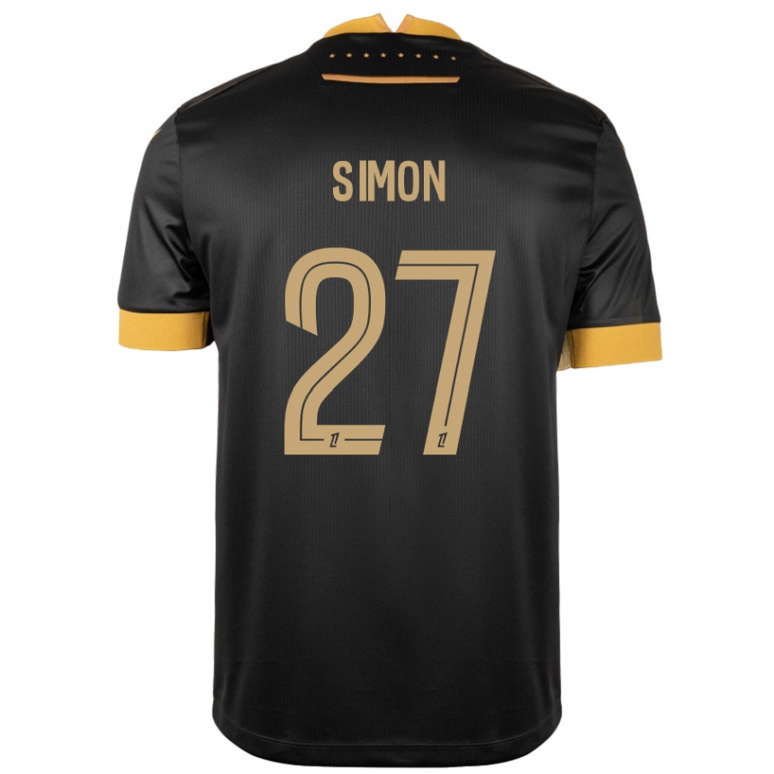 Niño Fútbol Camiseta Moses Simon #27 Negro Marrón 2ª Equipación 2024/25 México