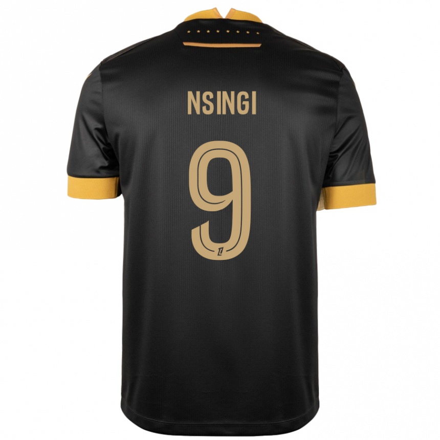 Niño Fútbol Camiseta Plamedi Nsingi #9 Negro Marrón 2ª Equipación 2024/25 México