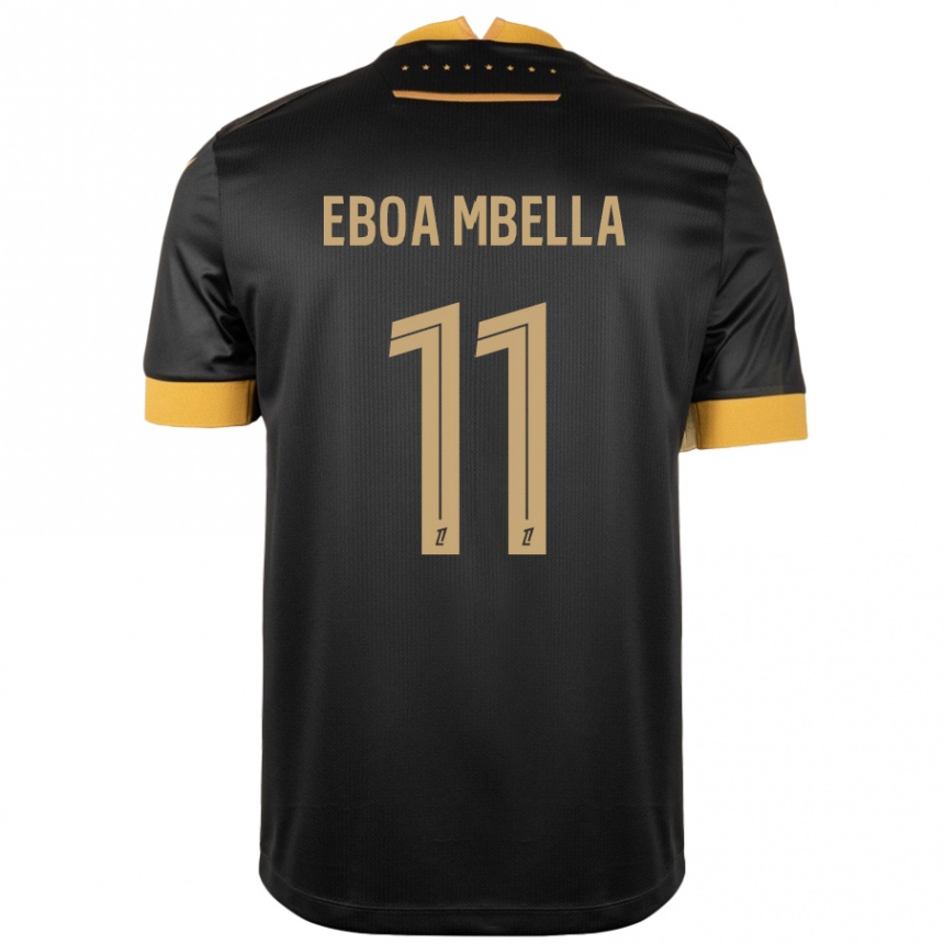 Niño Fútbol Camiseta Eden Eboa Mbella #11 Negro Marrón 2ª Equipación 2024/25 México