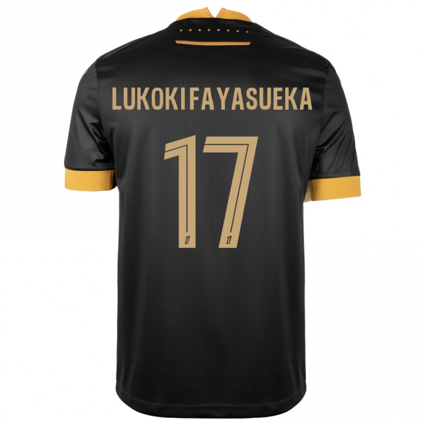 Niño Fútbol Camiseta Kévin Lukoki Fayasueka #17 Negro Marrón 2ª Equipación 2024/25 México