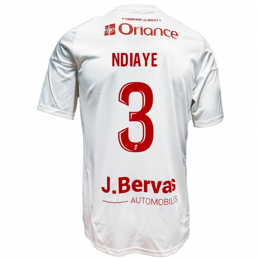 Niño Fútbol Camiseta Abdoulaye Ndiaye #3 Blanco Rojo 2ª Equipación 2024/25 México