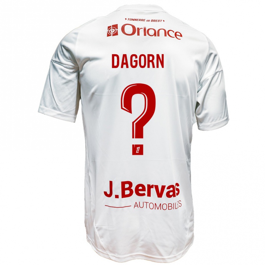 Niño Fútbol Camiseta Maxime Dagorn #0 Blanco Rojo 2ª Equipación 2024/25 México