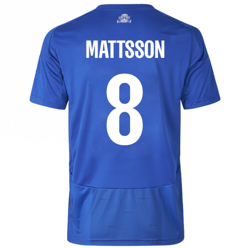 Niño Fútbol Camiseta Magnus Mattsson #8 Blanco Azul 2ª Equipación 2024/25 México