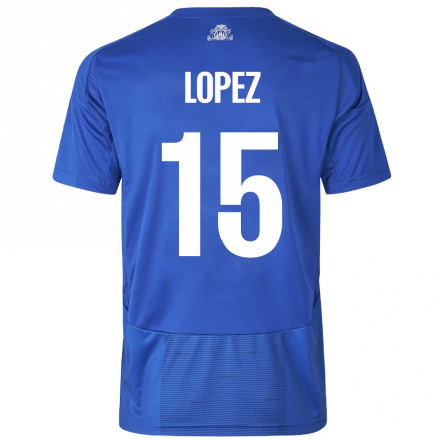 Niño Fútbol Camiseta Marcos López #15 Blanco Azul 2ª Equipación 2024/25 México