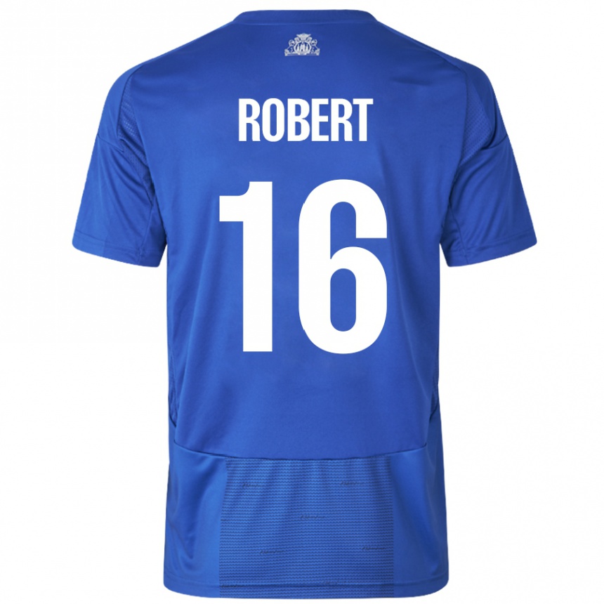 Niño Fútbol Camiseta Robert #16 Blanco Azul 2ª Equipación 2024/25 México