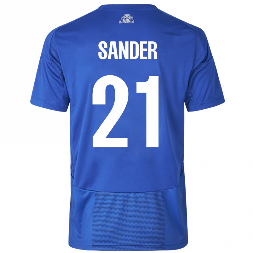 Niño Fútbol Camiseta Theo Sander #21 Blanco Azul 2ª Equipación 2024/25 México