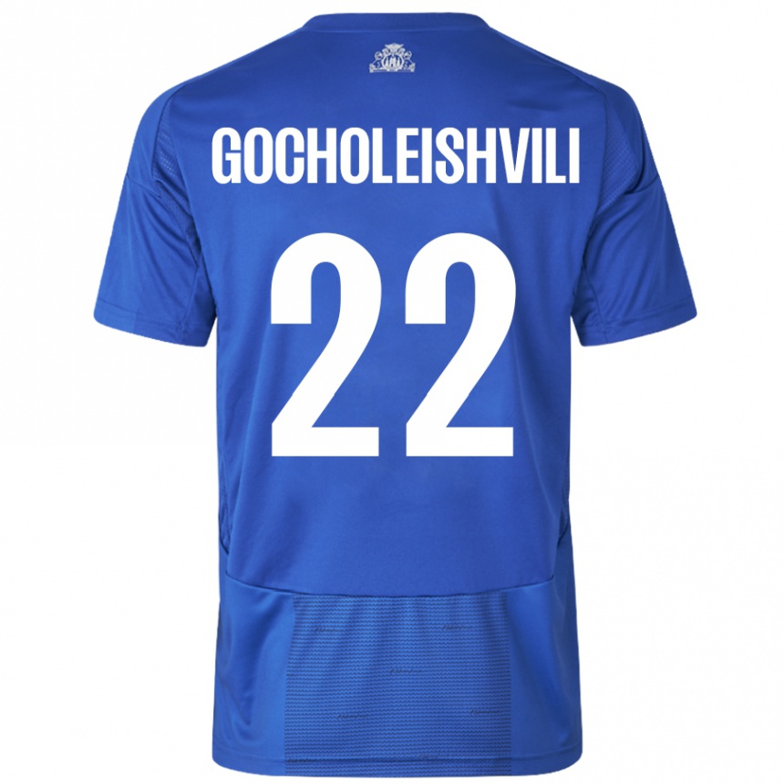 Niño Fútbol Camiseta Giorgi Gocholeishvili #22 Blanco Azul 2ª Equipación 2024/25 México