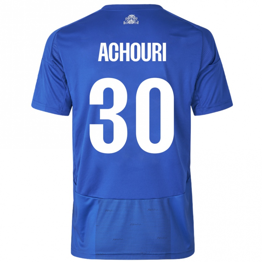 Niño Fútbol Camiseta Elias Achouri #30 Blanco Azul 2ª Equipación 2024/25 México