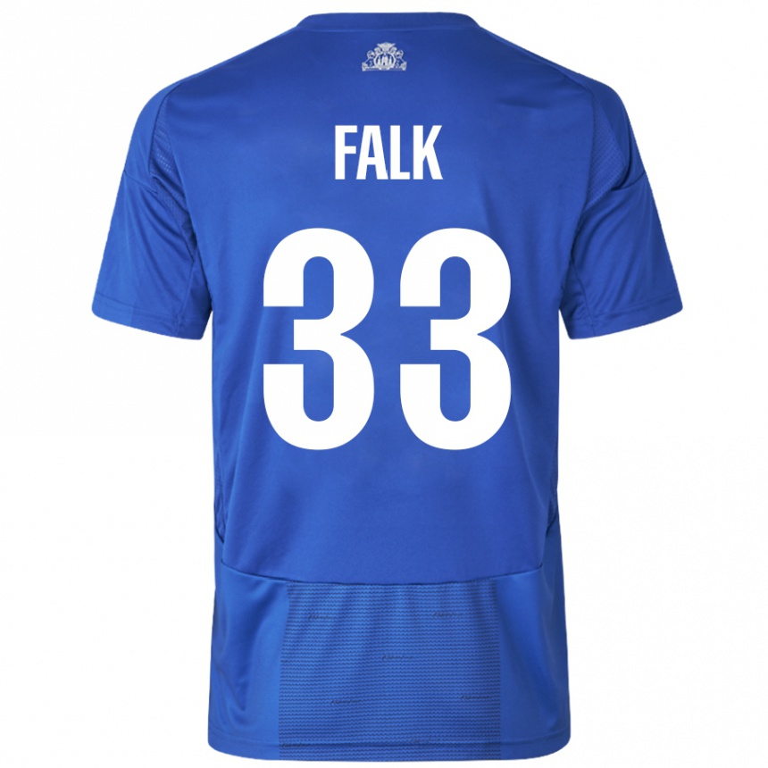 Niño Fútbol Camiseta Rasmus Falk #33 Blanco Azul 2ª Equipación 2024/25 México