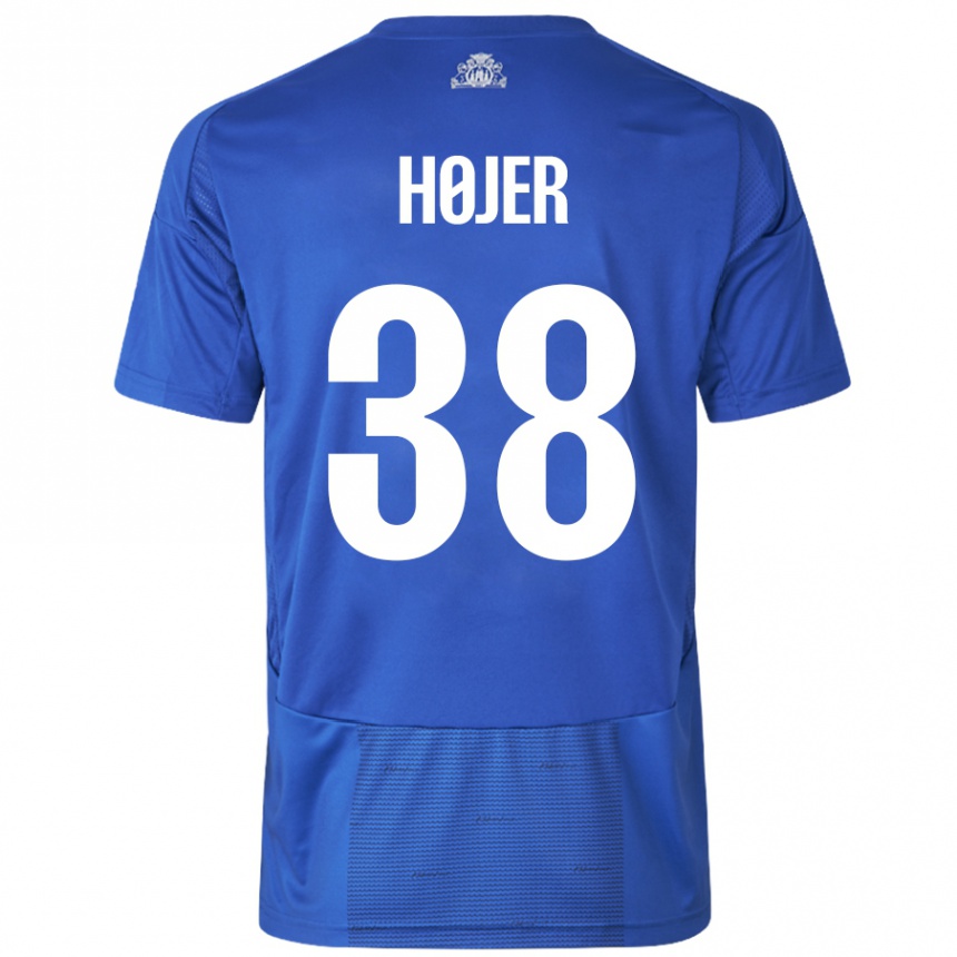 Niño Fútbol Camiseta Oliver Højer #38 Blanco Azul 2ª Equipación 2024/25 México