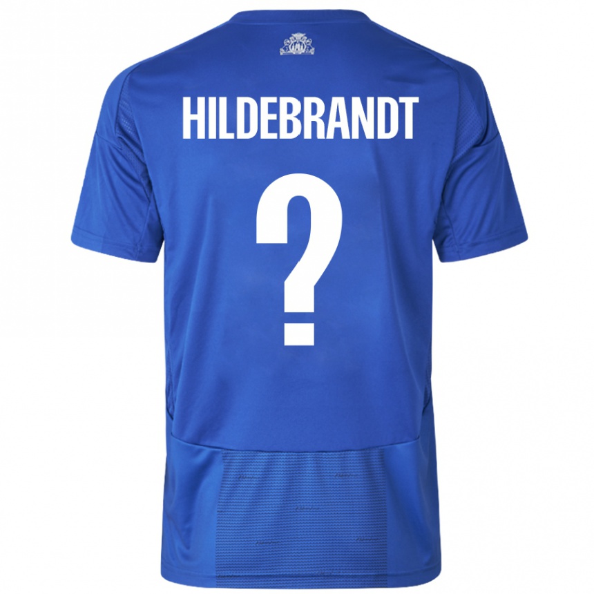 Niño Fútbol Camiseta Sylvester Hildebrandt #0 Blanco Azul 2ª Equipación 2024/25 México