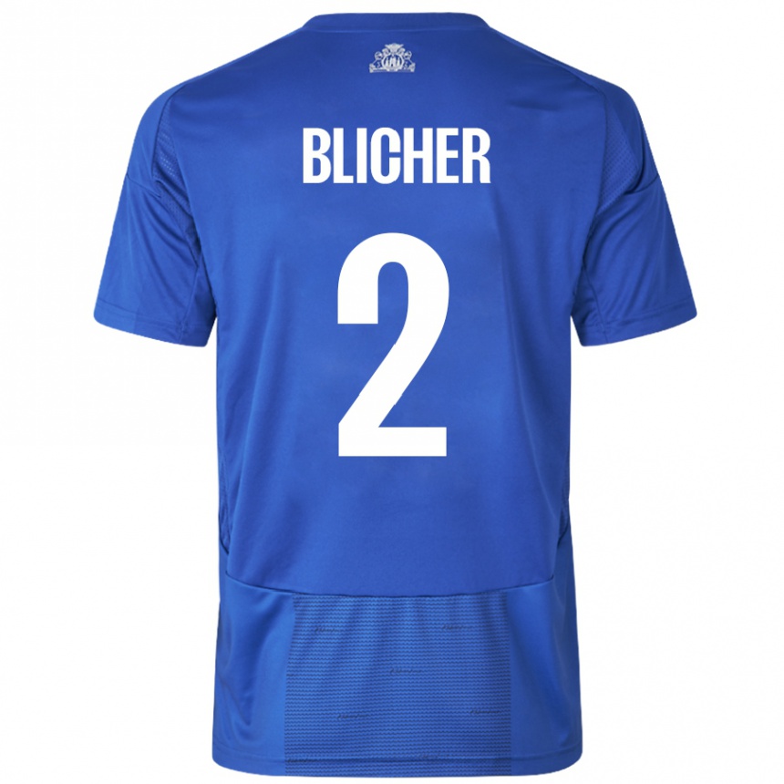 Niño Fútbol Camiseta Nicolai Blicher #2 Blanco Azul 2ª Equipación 2024/25 México