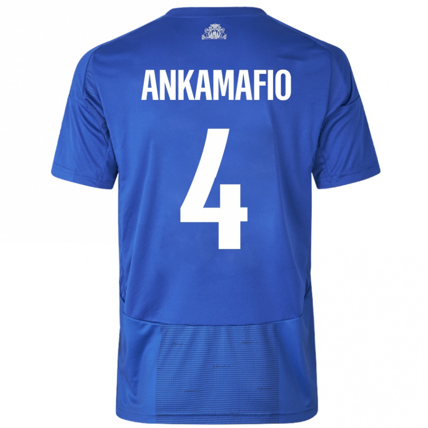 Niño Fútbol Camiseta Graham Ankamafio #4 Blanco Azul 2ª Equipación 2024/25 México