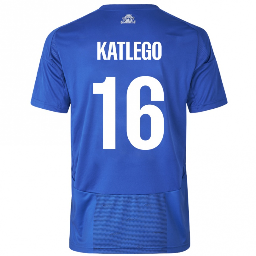 Niño Fútbol Camiseta David Katlego #16 Blanco Azul 2ª Equipación 2024/25 México