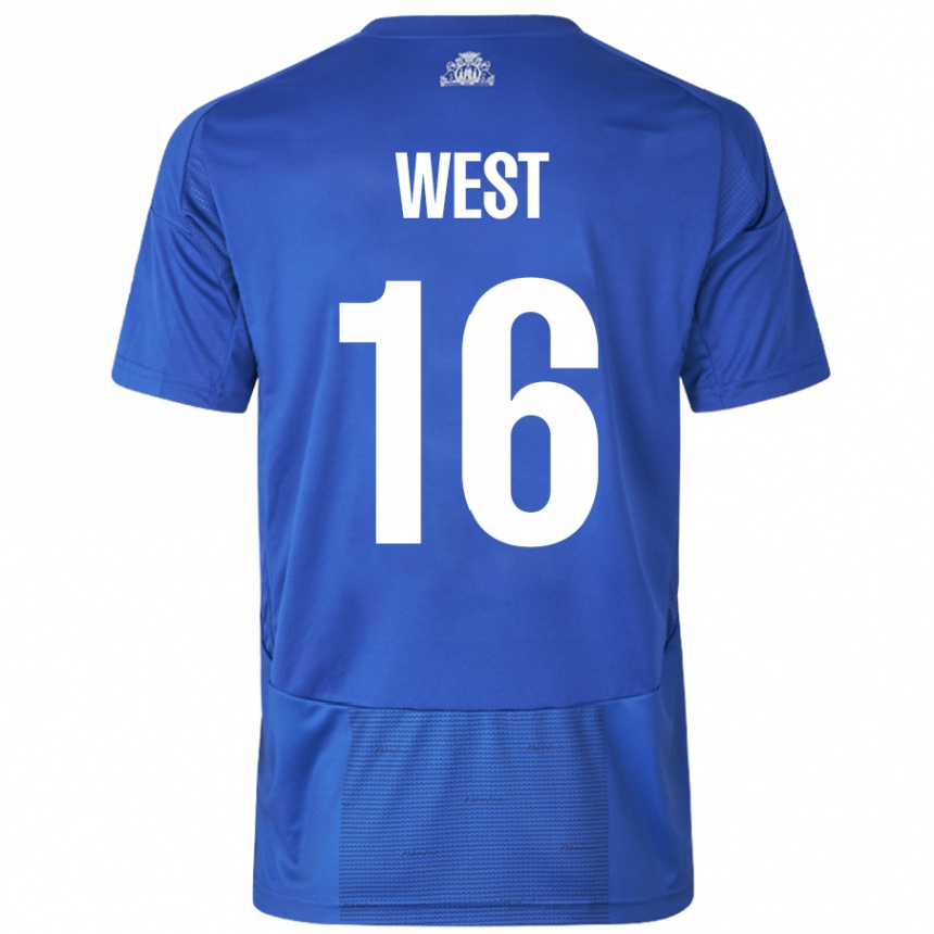 Niño Fútbol Camiseta Liam West #16 Blanco Azul 2ª Equipación 2024/25 México