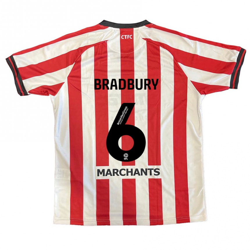 Hombre Fútbol Camiseta Tom Bradbury #6 Rojo Blanco 1ª Equipación 2024/25 México