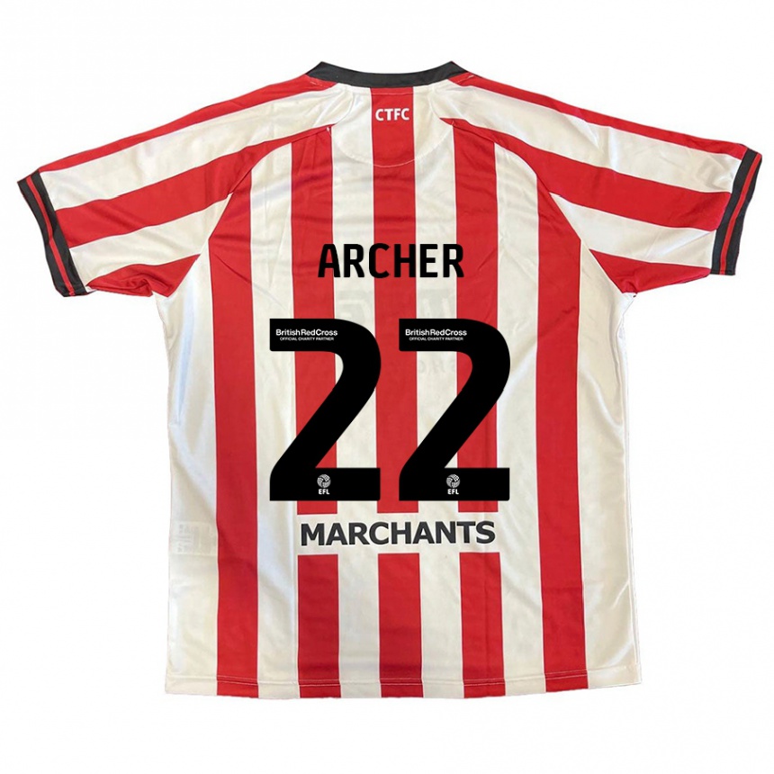 Hombre Fútbol Camiseta Ethon Archer #22 Rojo Blanco 1ª Equipación 2024/25 México