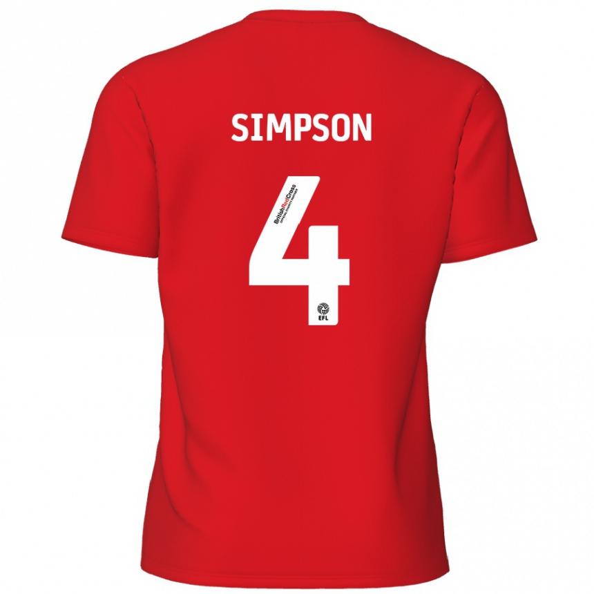 Hombre Fútbol Camiseta Jack Simpson #4 Rojo 1ª Equipación 2024/25 México