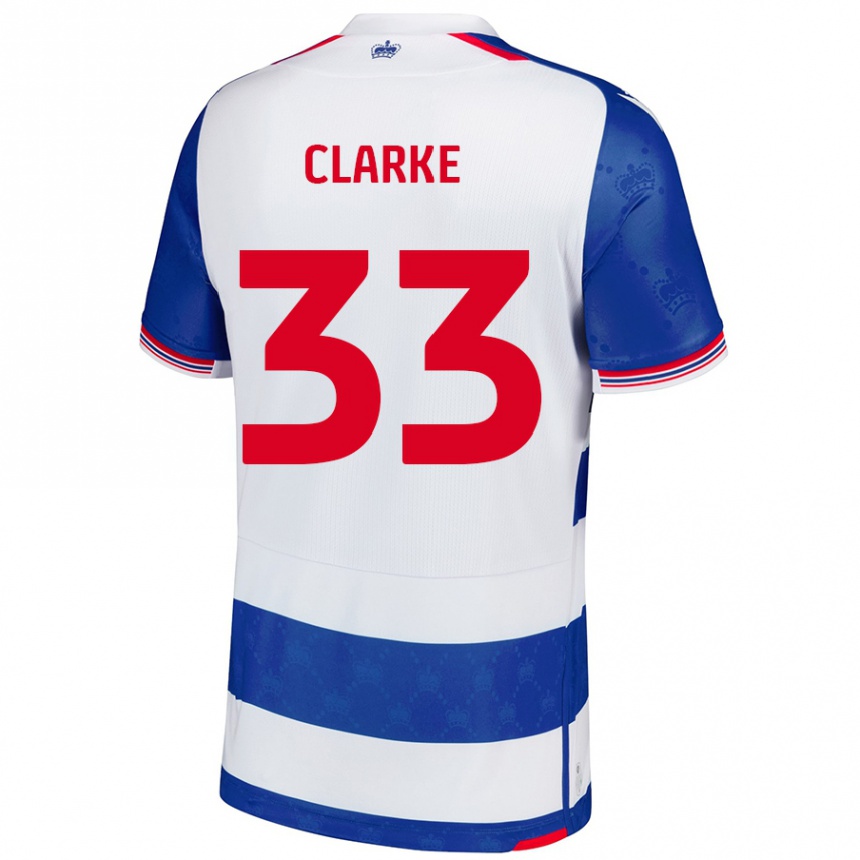 Hombre Fútbol Camiseta John Clarke #33 Azul Blanco 1ª Equipación 2024/25 México