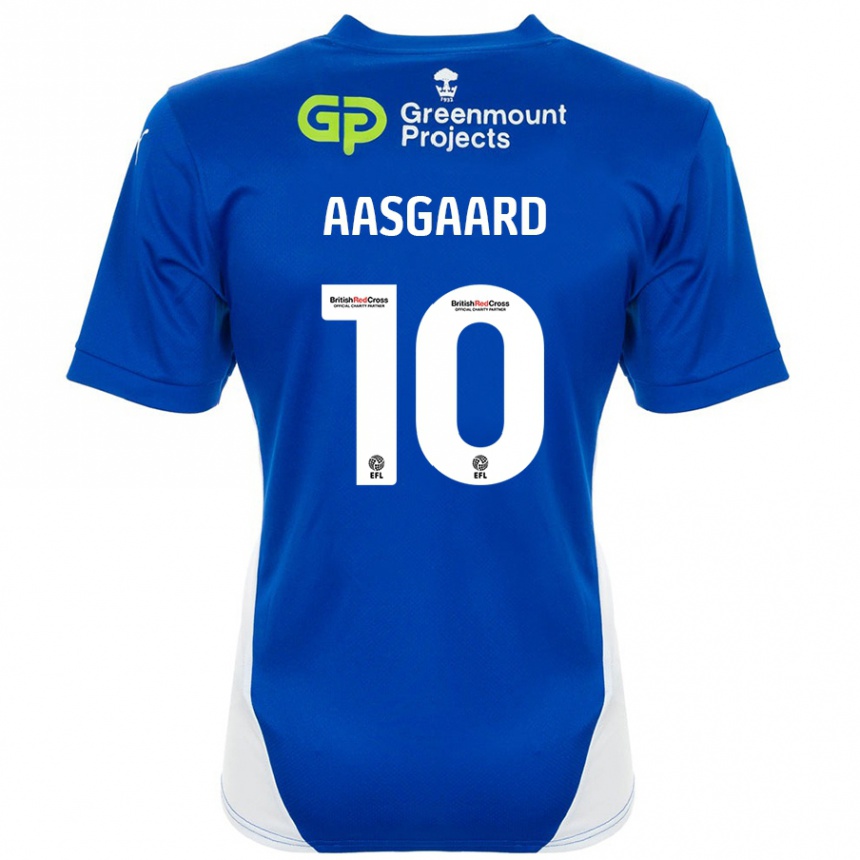 Hombre Fútbol Camiseta Thelo Aasgaard #10 Azul Blanco 1ª Equipación 2024/25 México