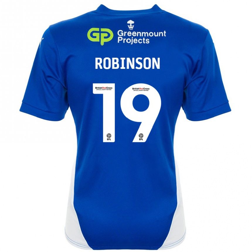 Hombre Fútbol Camiseta Luke Robinson #19 Azul Blanco 1ª Equipación 2024/25 México