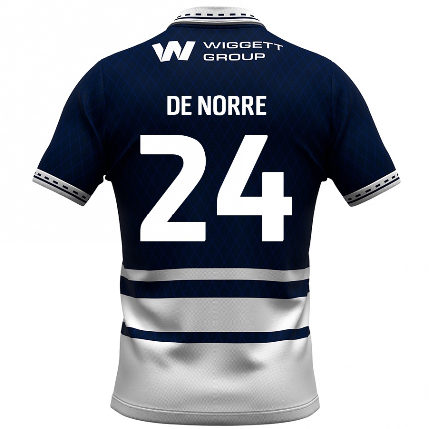 Hombre Fútbol Camiseta Casper De Norre #24 Azul Marino Blanco 1ª Equipación 2024/25 México