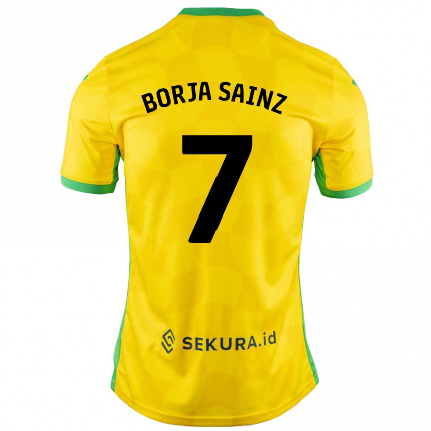 Hombre Fútbol Camiseta Borja Sainz #7 Amarillo Verde 1ª Equipación 2024/25 México